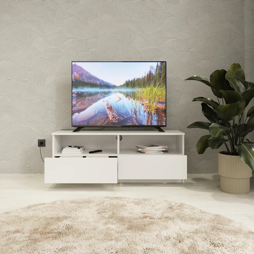 Тумба под телевизор 114.9x44x37 см ЛДСП цвет белый Santreyd нет STLM-2172238 - Вид №12