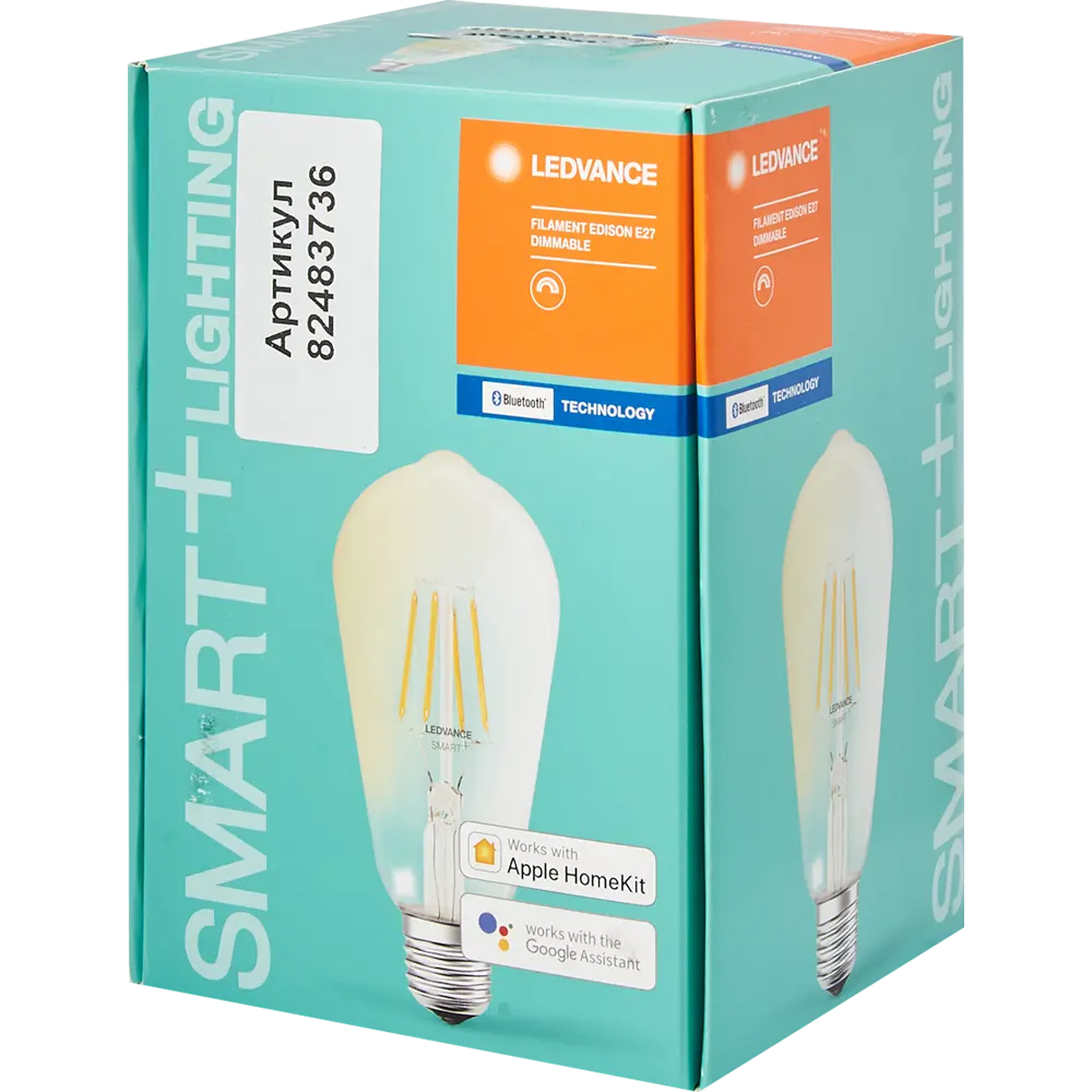 Лампа умная филаментная Ledvance Smart Plus E27 220-240 В 6 Вт цилиндр прозрачная 806 лм, теплый белый свет, для диммера 82483736 STLM-2190418  - Вид №3