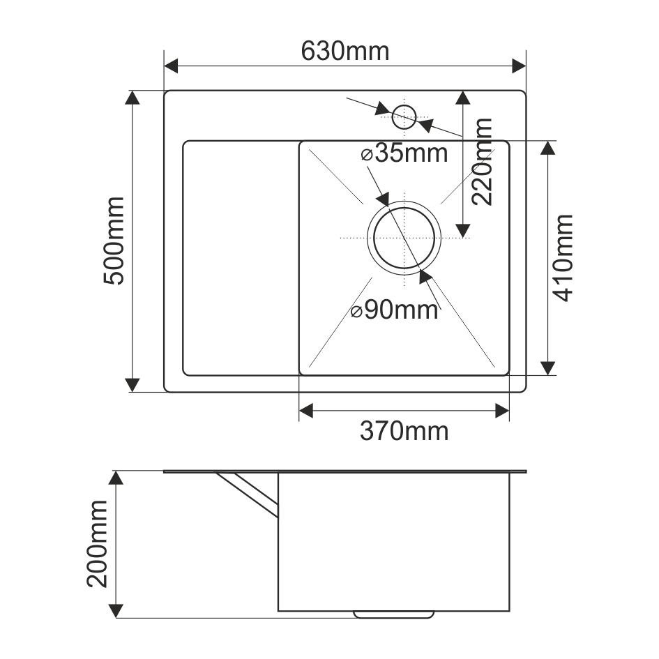 Мойка HD6350R MELANA ProfLine 3,0/200 САТИН врезная прямоугольная с коландером HD6350R HD6350R сатин - Вид №1
