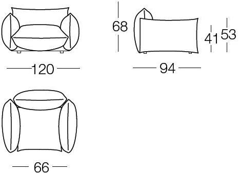 arflex Кресло с обивкой из ткани с подлокотниками Marenco sun-id-1450662 - Вид №3