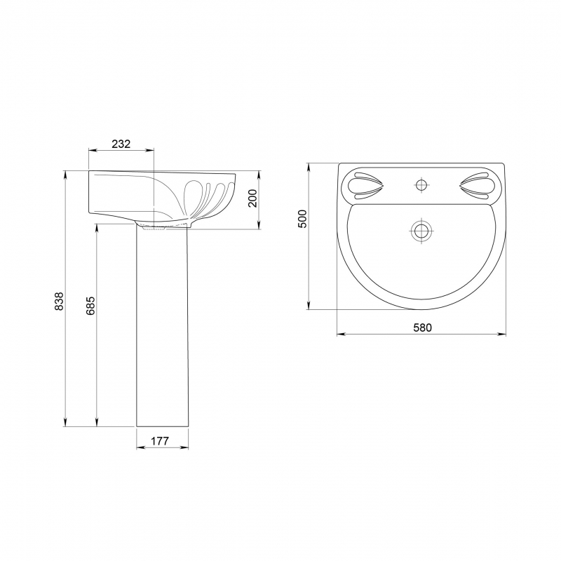 1.3110.6.S00.10B.0 Пьедестал для раковины прямоугольная SANTERI  - Вид №1