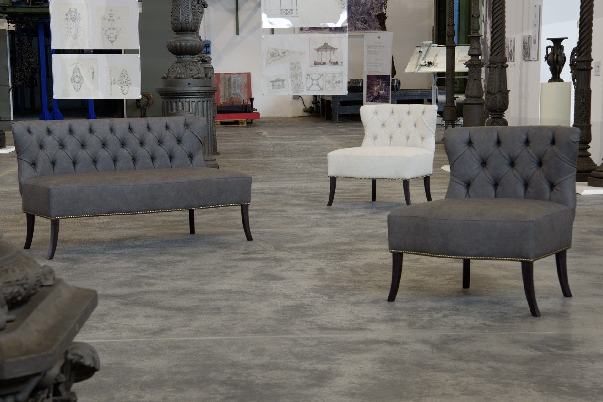 Кожаный диван в стиле Честерфилд Domingo Salotti Mork ARCH-00091705