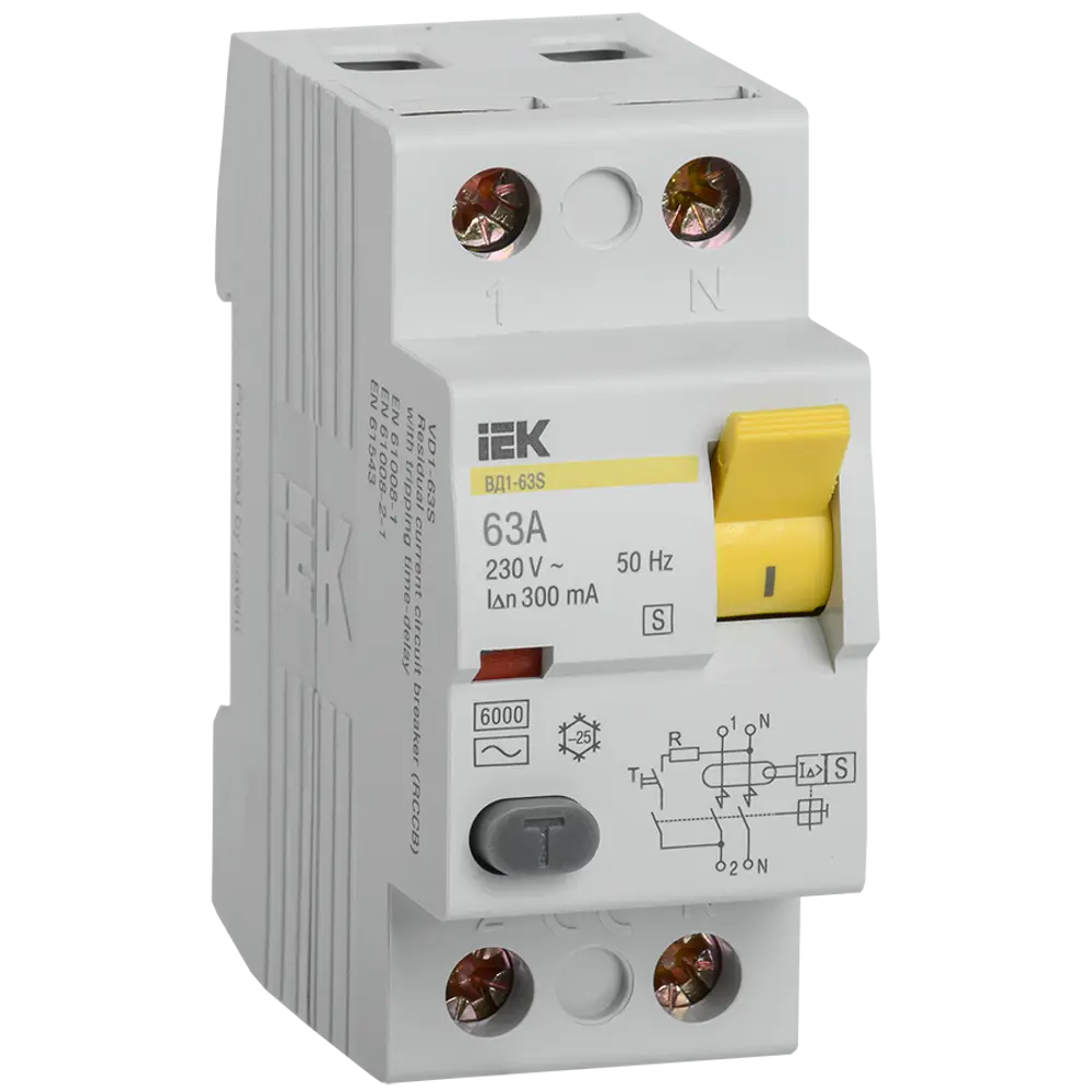 УЗО IEK ВД1-63S 2Р 63 А 300 мА 6 кА AC MDV12-2-063-300 STLM-2019366