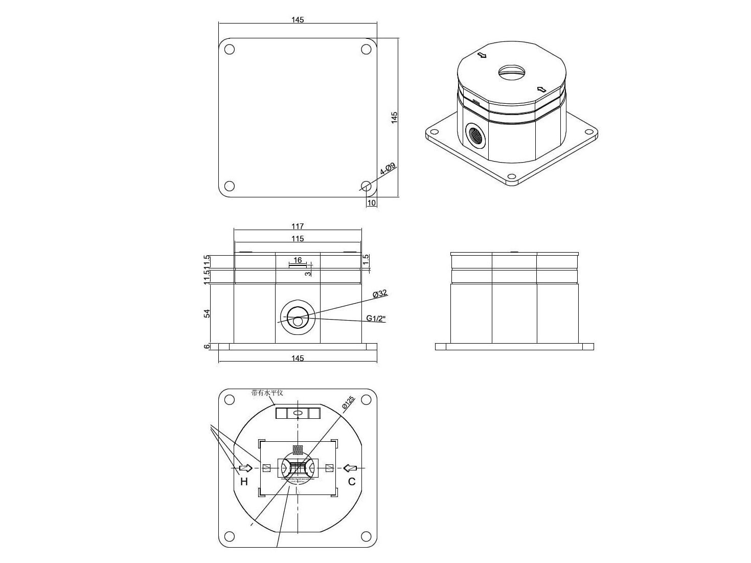 Система быстрого крепления для душа из нержавеющей стали SINED C-BOX ARCH-00024556 - Вид №6