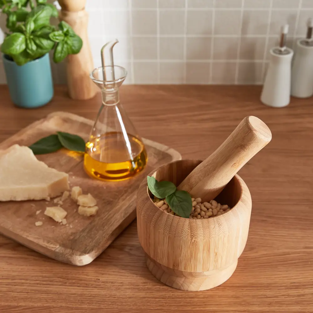 Ступка с пестиком 10.6 см бамбук цвет желтый Santreyd STLM-2062497 - Вид №6