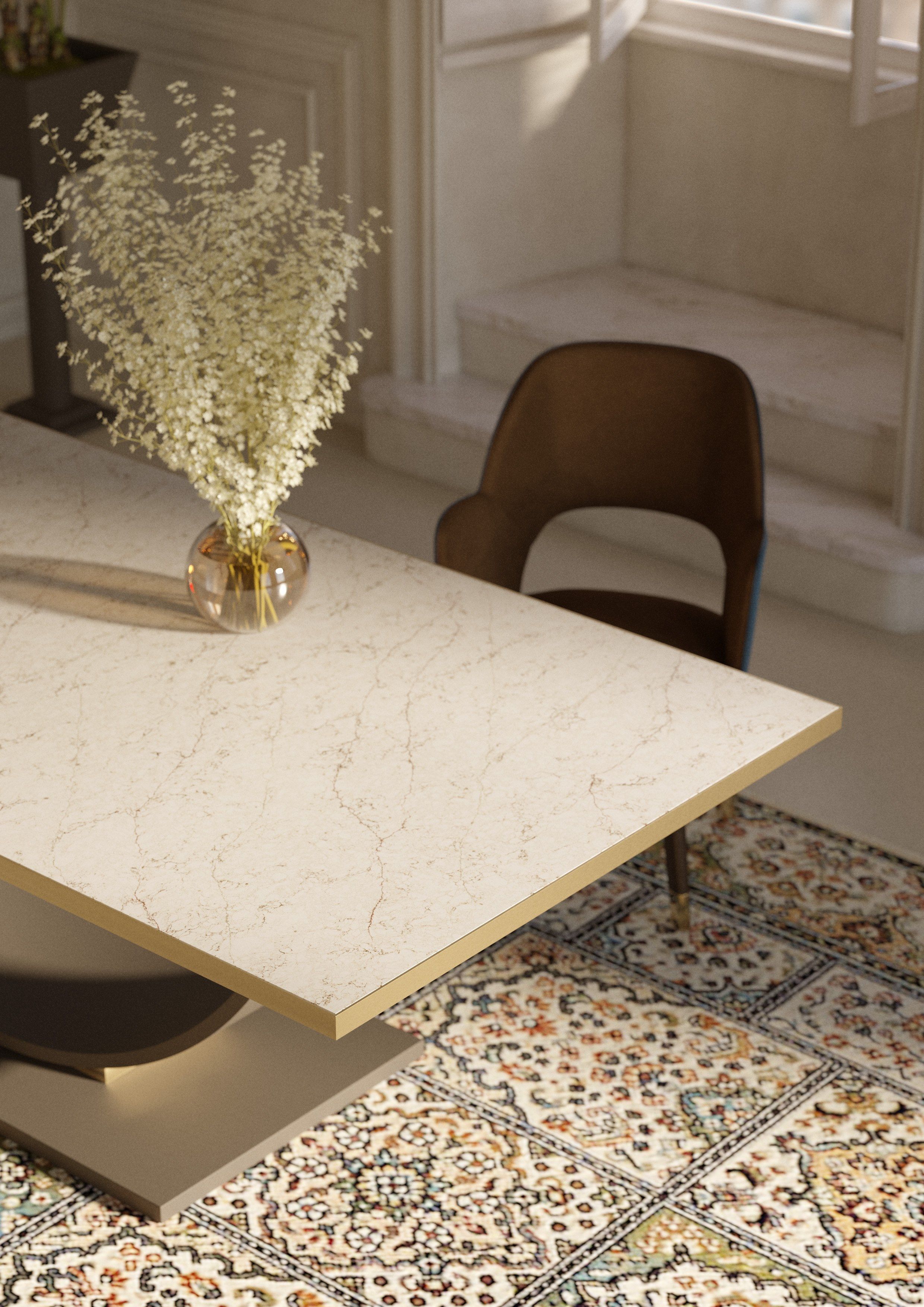 Прямоугольный стол со стальным основанием и кварцевым верхом ORO NERO Collection Ark ARCH-00120549 - Вид №4