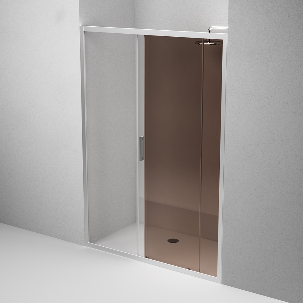 W90G-140-1-195MBr Solo Дверь душевая 140х195 стекло бронзовое профиль матовый хром AM.PM Gem - Вид №4