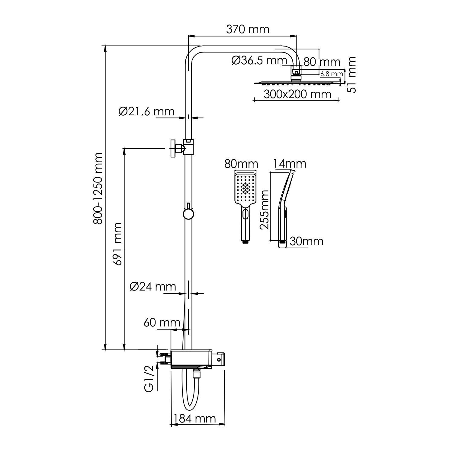 A113.069.126.CH Thermo Душевой комплект с термостатическим смесителем WasserKRAFT  - Вид №1