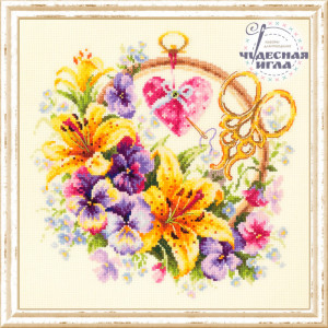 100-121 Лилии для рукодельницы Набор для вышивания Чудесная Игла 25 х 25 см Чудесная игла