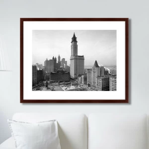 Картина черно-белая 80х100 см Woolworth Building, New York, 1913г. КАРТИНЫ В КВАРТИРУ  00-3894702 Белый;черный