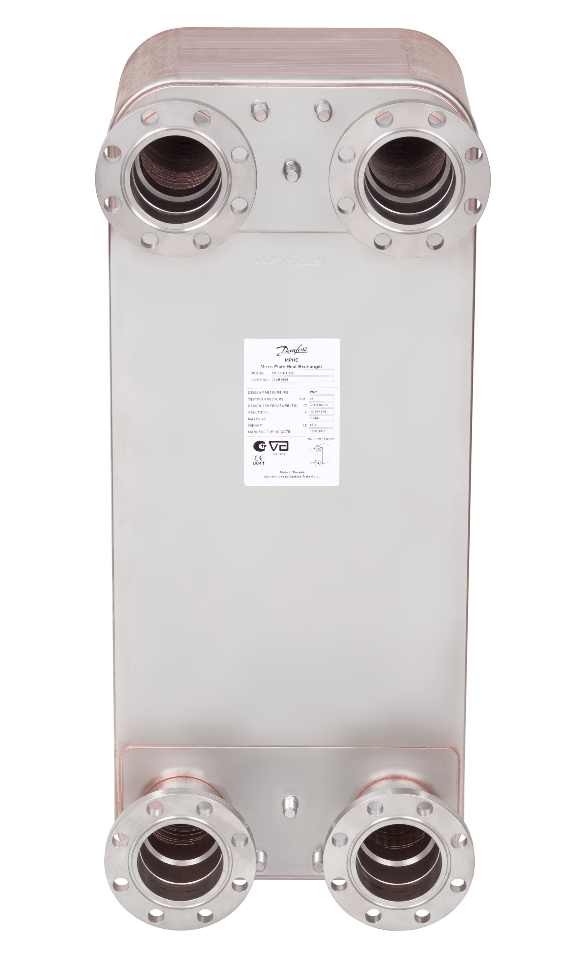 Danfoss Паяный пластинчатый теплообменник серии XB66 XB66L-1-90 PN16 DN65 паяный ТО 004B1966  - Вид №8