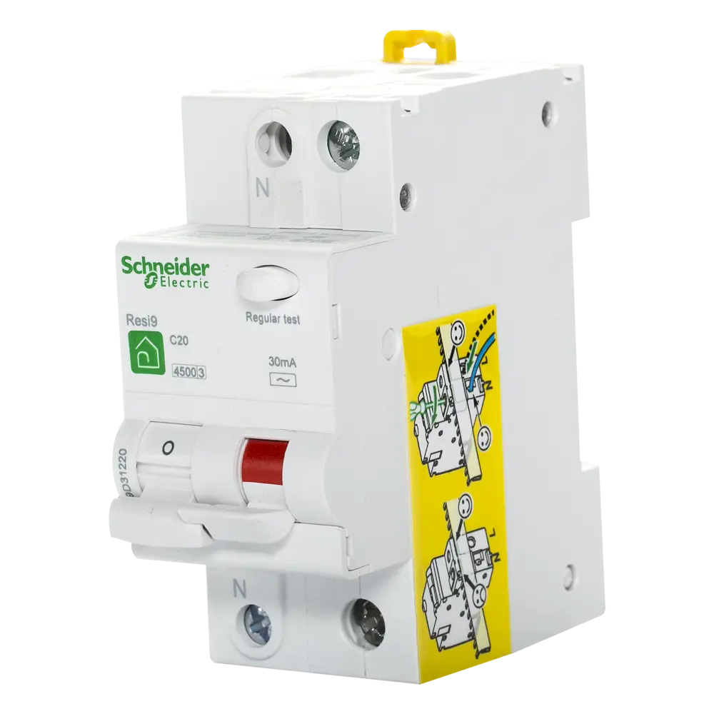 Дифференциальный автомат Schneider Electric Resi9 2P N C20 А 30 мА 4.5 кА АС R9D31220 16636290 STLM-2150080 