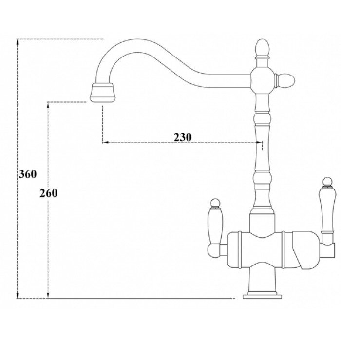 Zorg ZR 326 YF Antique Смеситель для кухни Zorg 360х230 мм  - Вид №2