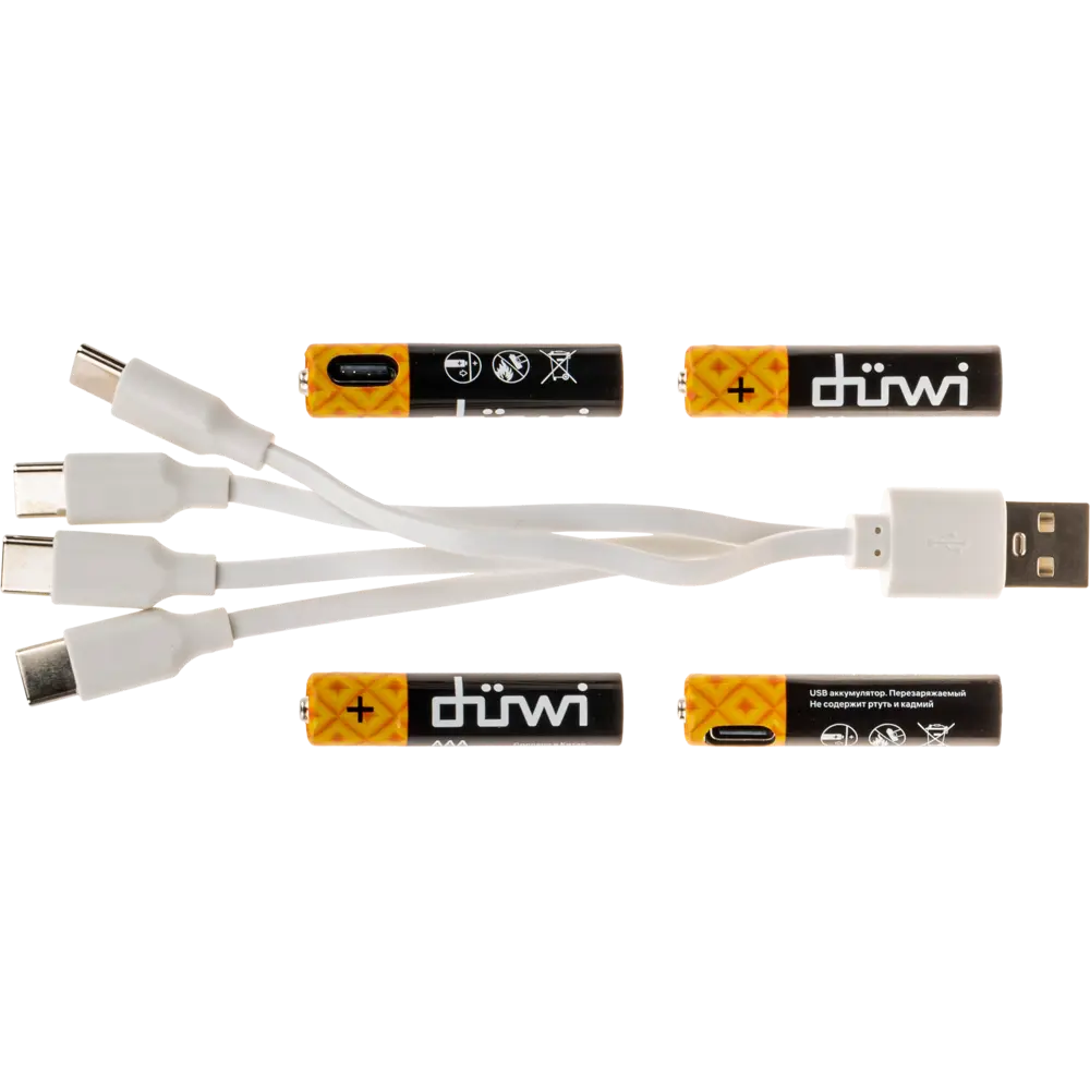 Аккумуляторы DUWI AAA Li-Ion 450 мАч 4 шт с USB-C зарядкой 84376887 STLM-0048862 - Вид №4