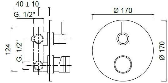 Rubinetteria Giulini Смеситель для душа с переключателем на 3 направления Myring Fmr0013-3 - Вид №1