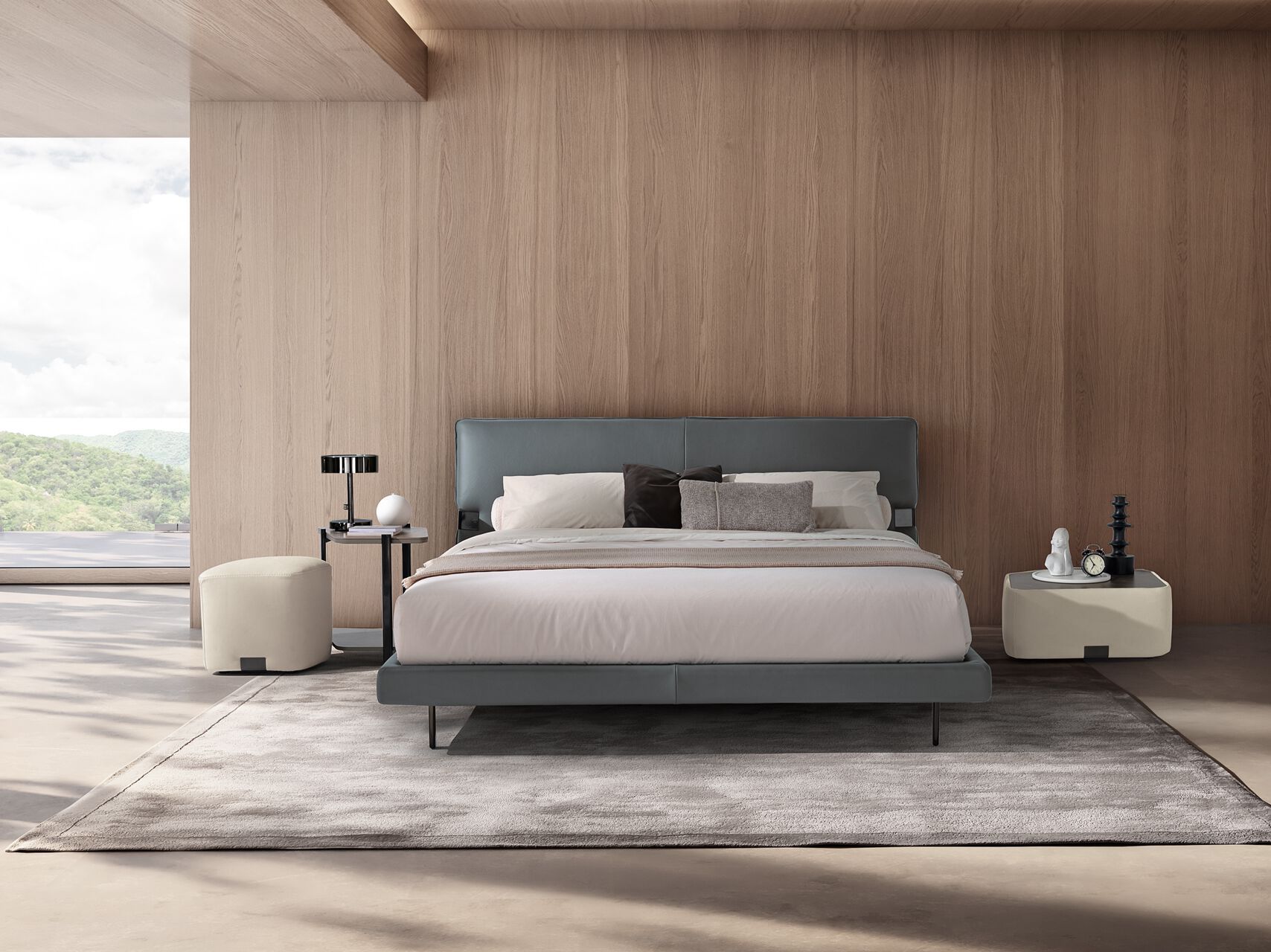 Кожаная двуспальная кровать с мягким изголовьем Max Divani ARCH-00115128 - Вид №6