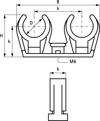 0853208 BIS Клипсы белые двойные с латунной втулкой М6 для труб всех видов walraven  - Вид №1