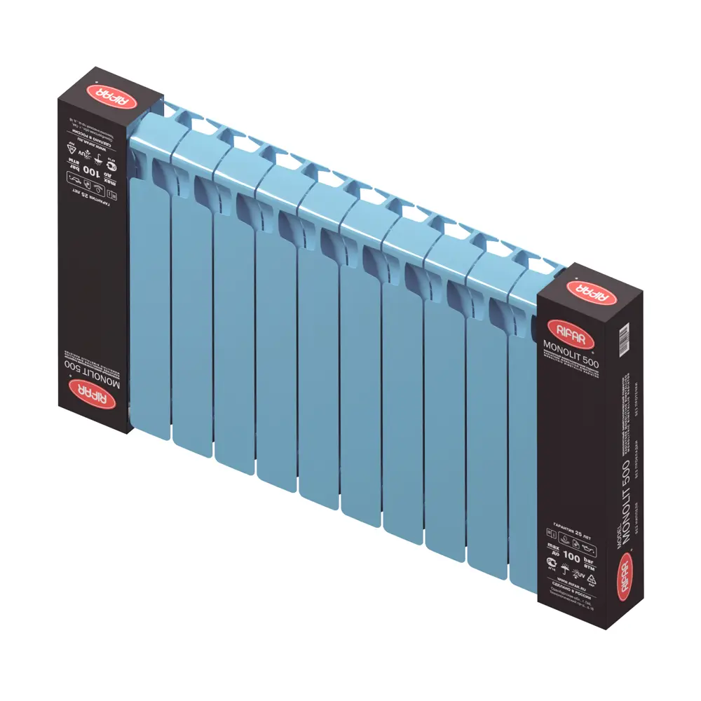 Радиатор секционный Rifar Monolit M50012RAL5024 500/100 12 секций боковое подключение биметалл голубой 82560832 STLM-2042454 - Вид №4