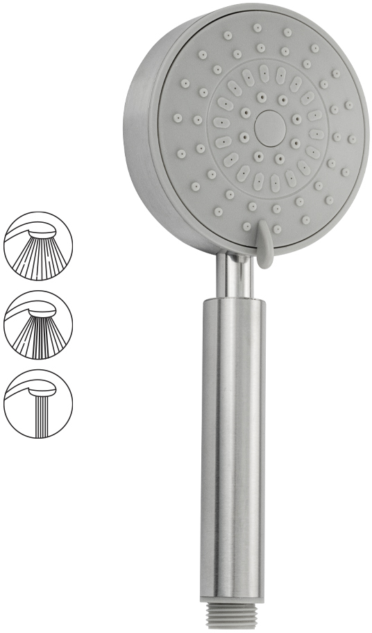 GFmark - Лейка для душа круглая, массажная, 3 режима, АНТИВАНДАЛЬНАЯ, из нержавеющей стали марки SUS 304, код: 6059