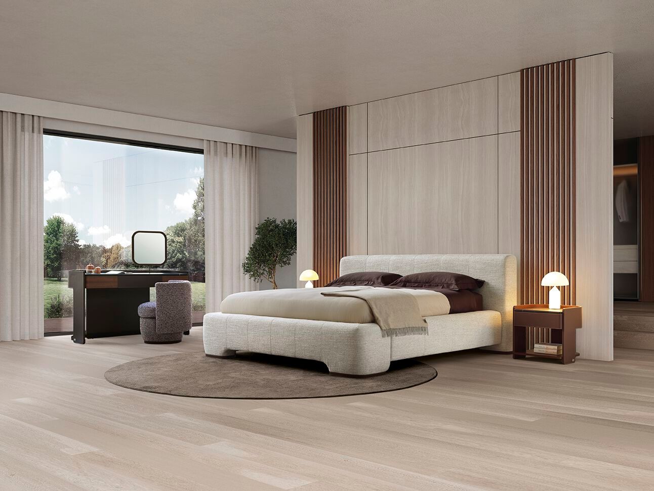 Двуспальная мягкая кровать из ткани CEPPI Evergreen ARCH-00082097 - Вид №1