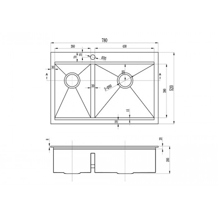 Zorg ZM X-5278-R Мойка кухонная прямоугольная Zorg  - Вид №2