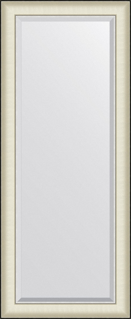 BY 7455 Зеркало с фацетом в багетной раме - белая кожа с хромом 78 mm EVOFORM Exclusive