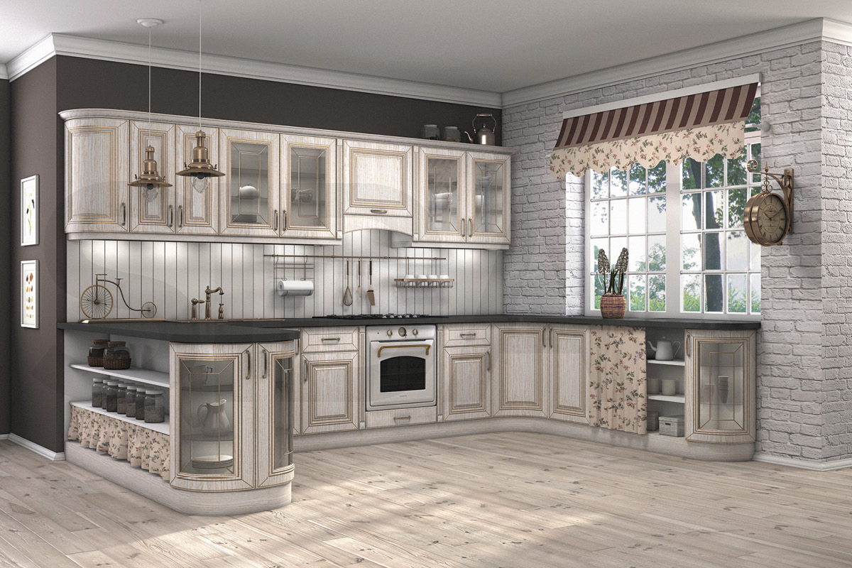 Фасады для кухни Патина Фрезеровка «Сорбонна+» Маренго №224 SIST2091-228 SIDAK - Вид №1