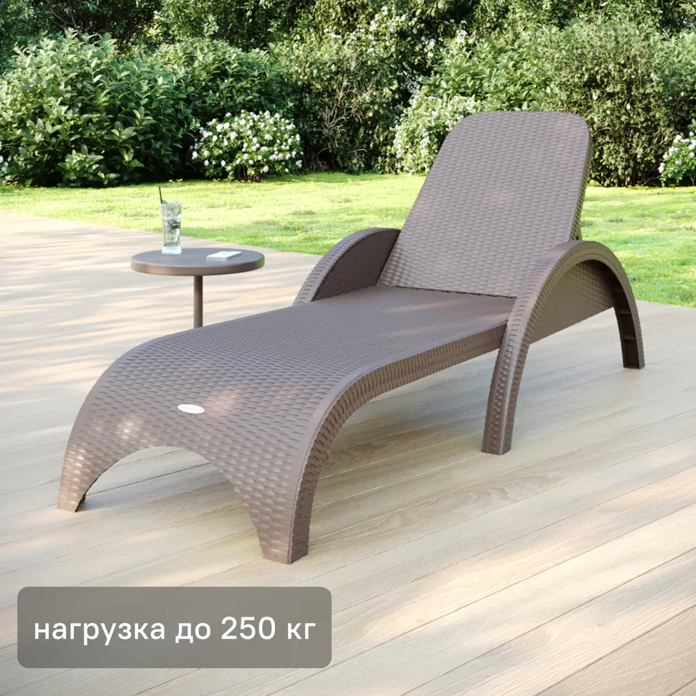 Шезлонг без подушки Rattan 187x44 см пластик серый Santreyd STLM-2071443