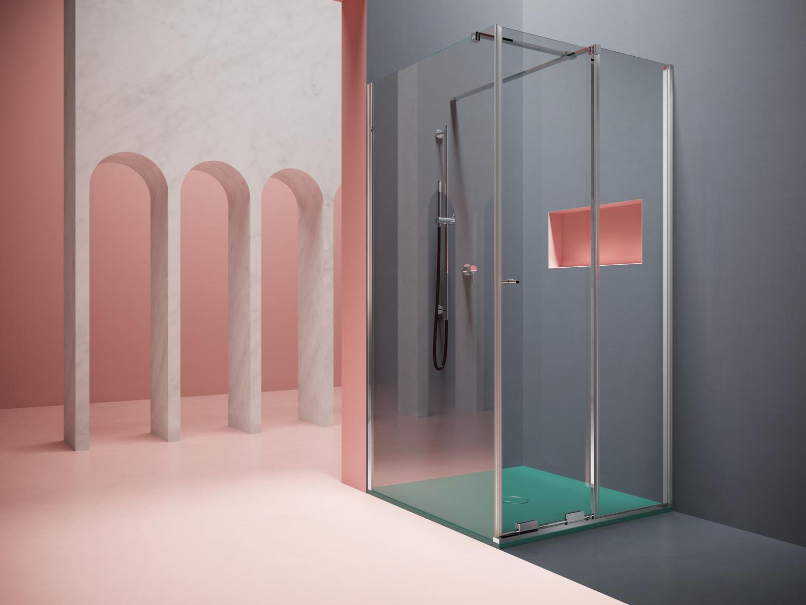 Угловая душевая кабина с раздвижной дверью Domus Falerii Domuspa ARCH-00110952