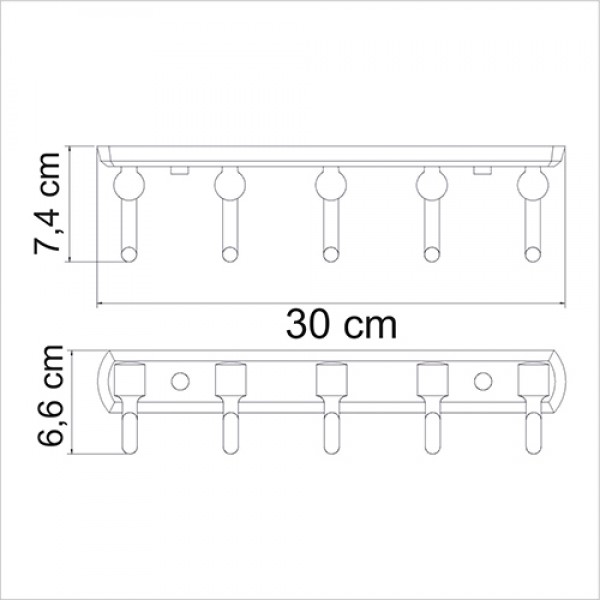 Держатель с 5-ю крючками 30 см WasserKRAFT(Германия) Oder 3075 sun-id-561281 - Вид №2