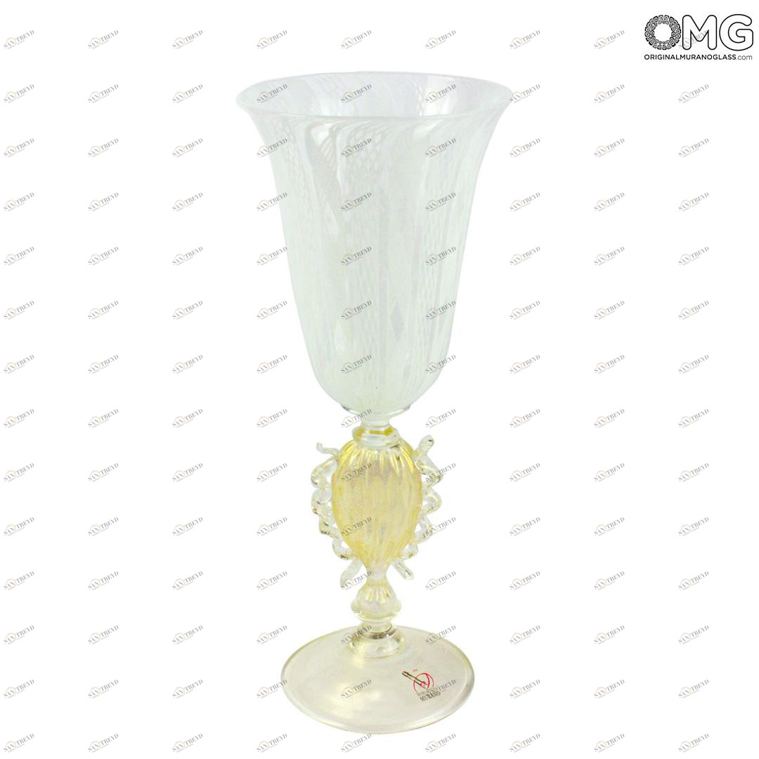 1017 ORIGINALMURANOGLASS Венецианский бокал Белая Филигрань - Filigrana Bianca - муранское стекло OMG 10 см 