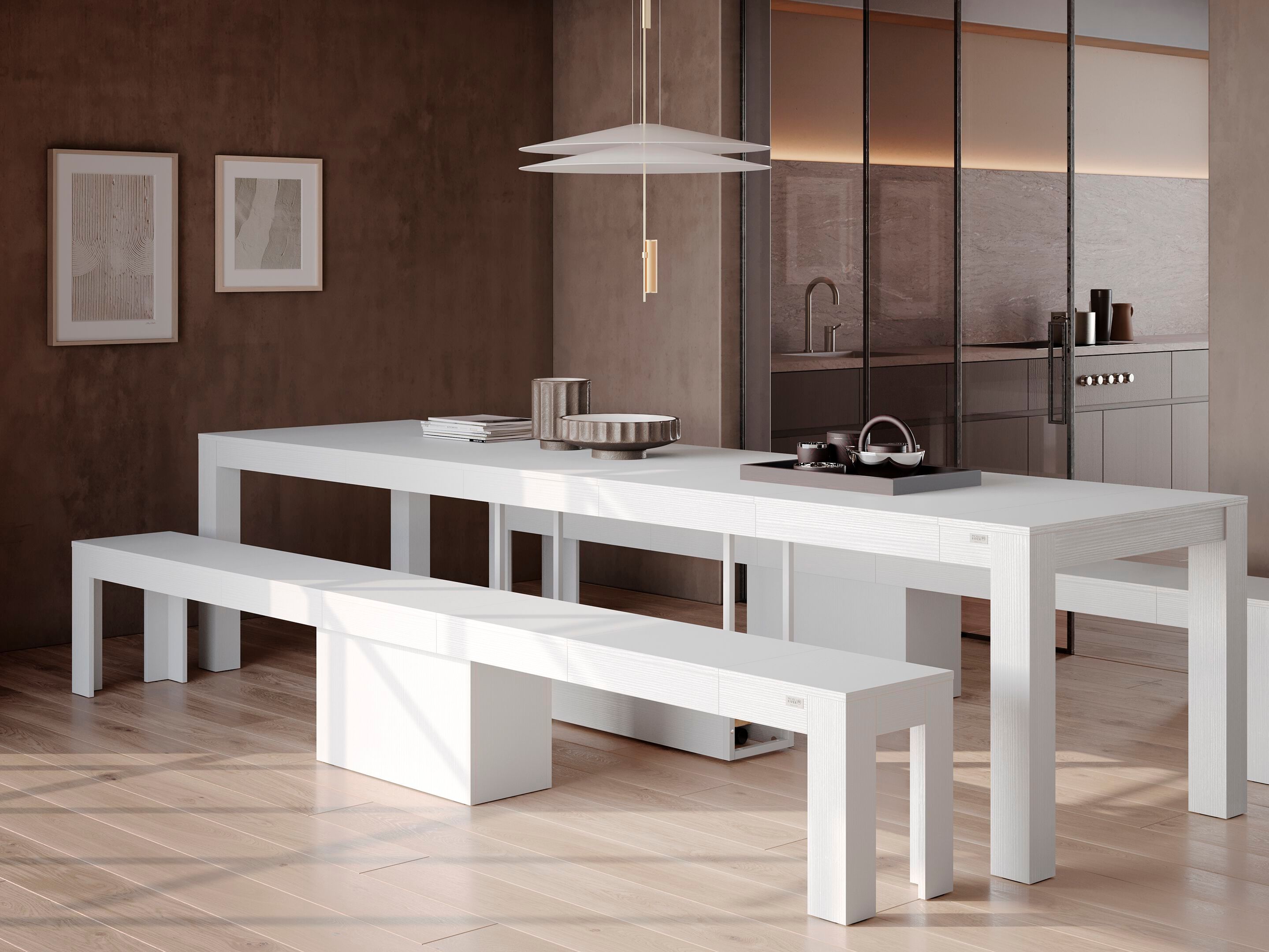 Выдвижная скамья из белого ясеня Mobili Fiver Rachele ARCH-00094018 - Вид №4