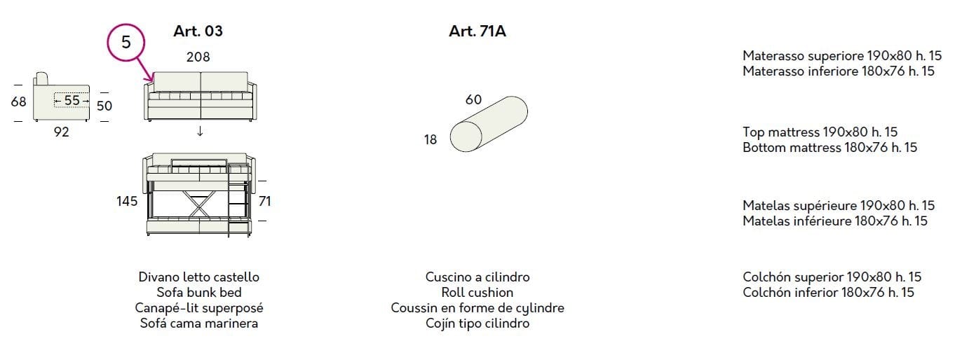 Ткань двухъярусный диван-кровать Felis Day &amp ARCH-00028290 - Вид №5