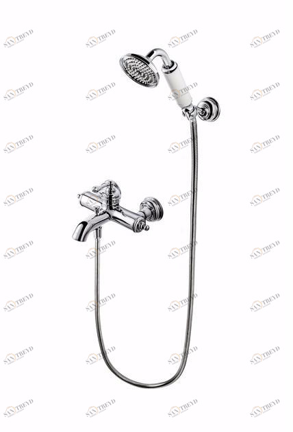 JUSTIME Смеситель для ванны настенный из хромированной латуни с ручным душем Classik 6703-94-81cp