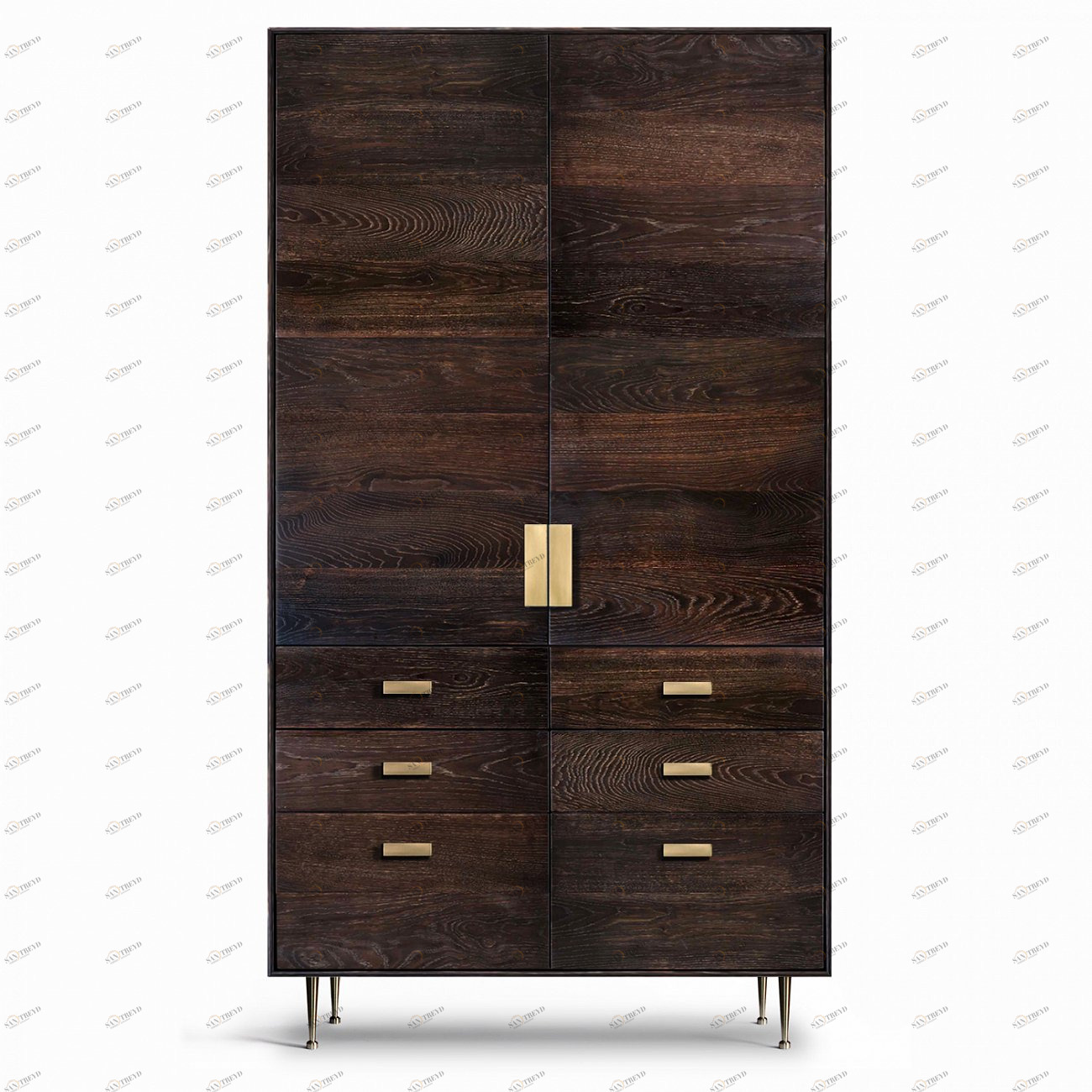 Шкаф платяной двухстворчатый с 6 ящиками ясень кофейный Bullwood ACWD BULLWOOD 00-3981917 Коричневый 