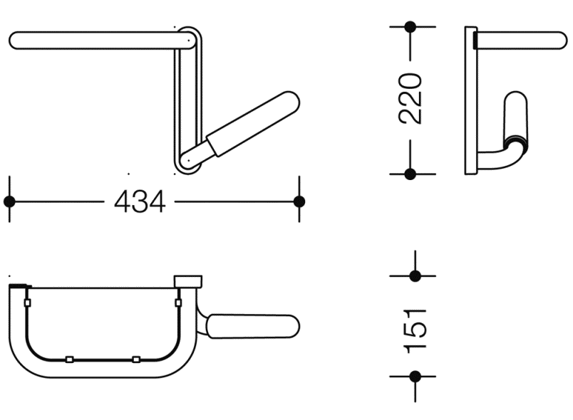802.03.110L Зеркальная полка для сплошных зеркал HEWI Serie 802 LifeSystem  - Вид №5