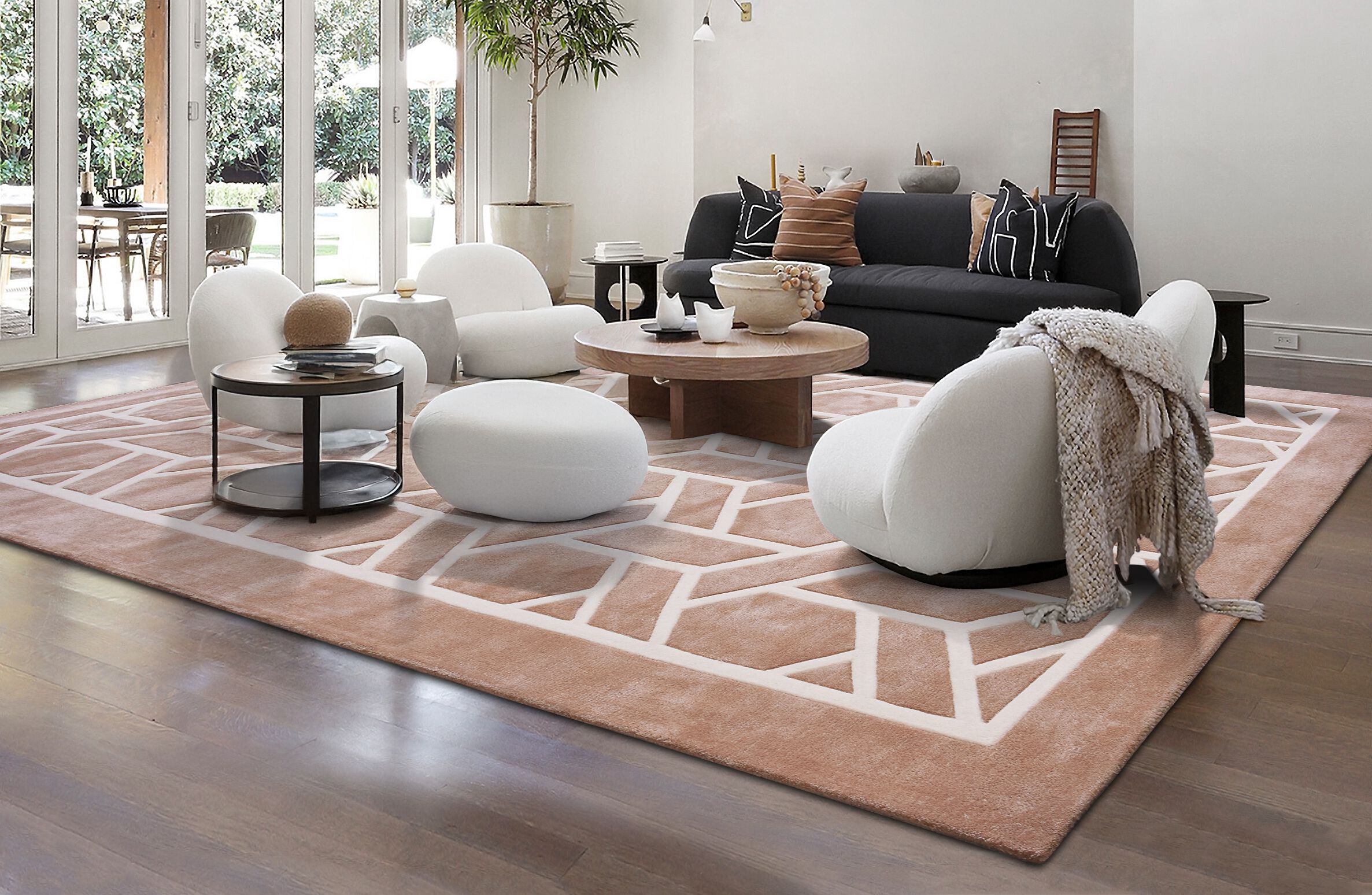 Прямоугольный ковер с длинным ворсом с геометрическим рисунком Ademi Exclusive ARCH-00013688 - Вид №1