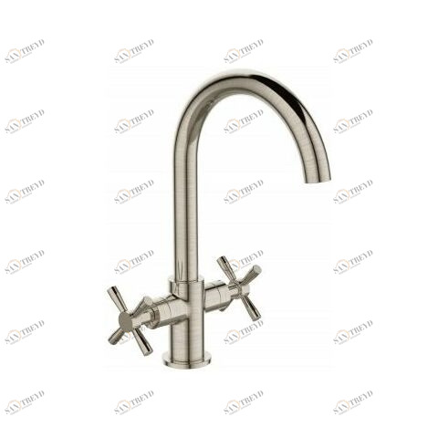 Orange Mia M34-821Ni двухзахватный смеситель для раковины/кухни с поворотным изливом, цвет: никель Хром sun-id-1517290