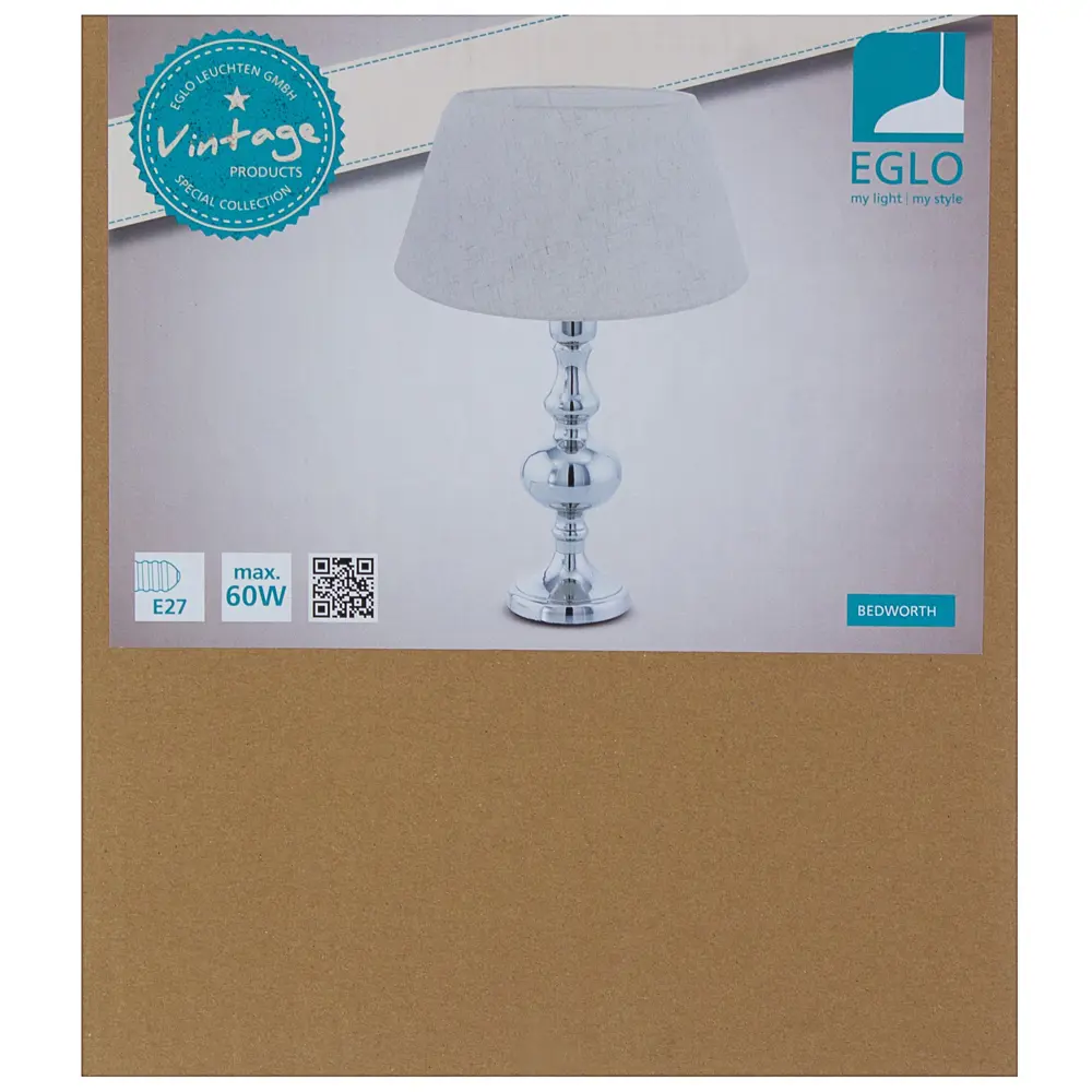 Настольная лампа Eglo «Bedworth» 1хE27x60 Вт, цвет хром 18720461 STLM-2182140  - Вид №3