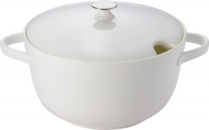 1044377 Dibbern Блюдо для горячего с крышкой Dibbern "Платиновая линия" 2л Фарфор костяной