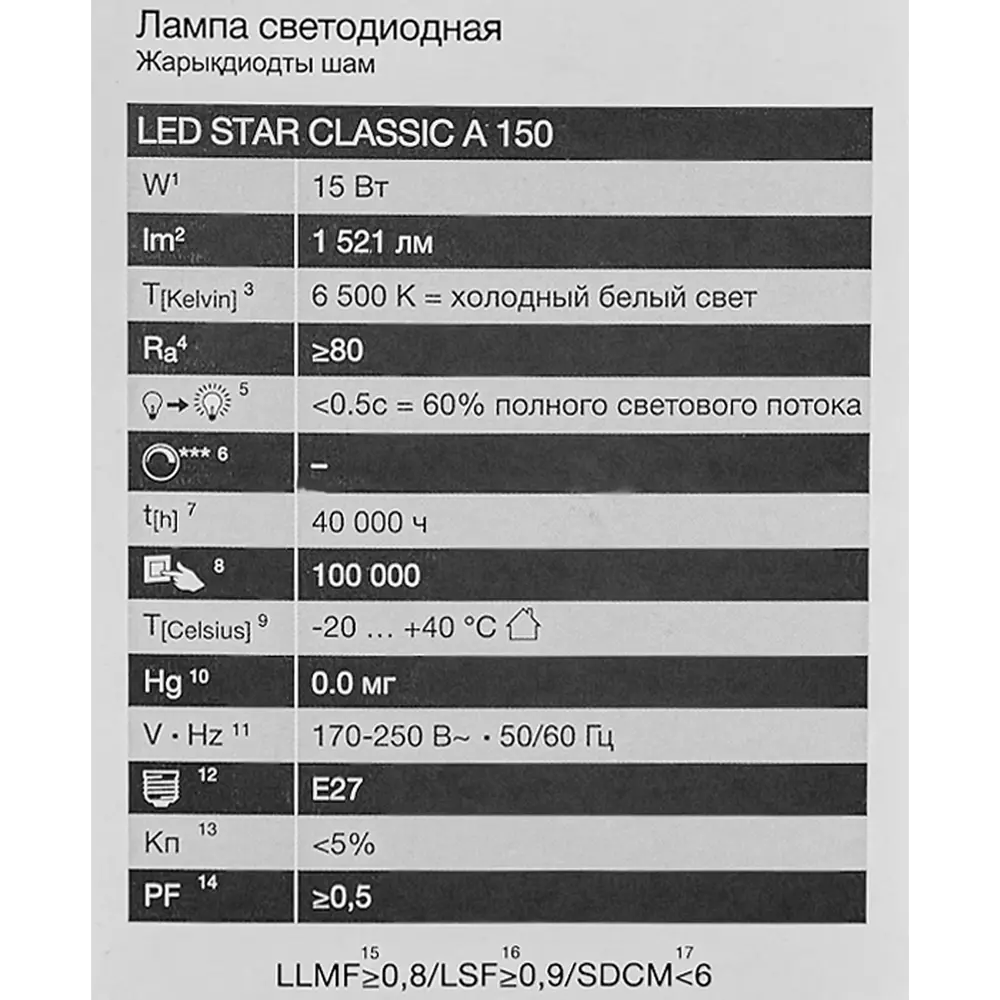 Светодиодная лампа OSRAM груша 15Вт с холодным белым светом 85099643 STLM-1511996 - Вид №4