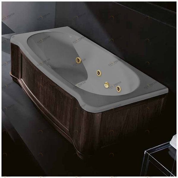 Ванна Gruppo treesse New Classic Young STD-V6747-SX-WV-SEZ серая с золотой фурнитурой и гидромассажем прямоугольная левая деревянная панель венге STDV6747SXWVSEZ