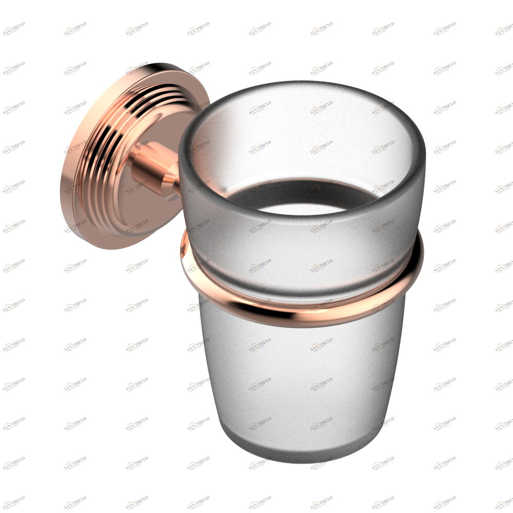 U9C-536 Стакан настенный для зубных щёток Thg-paris West coast с ручками-крестиками с гильошем Blush PVD U9C-536 CAT.F