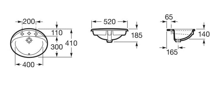 Встраиваемый умывальник из фарфора Roca RODEO 327866..0 ARCH-00037478 - Вид №2