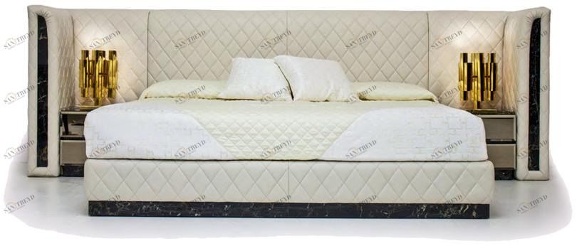 Formitalia Двуспальная кровать из кожи с обитым изголовьем Royal sun-id-1352491