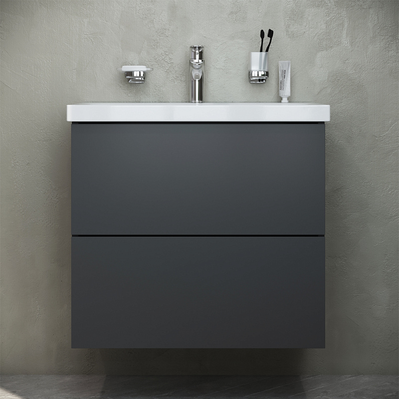 M90FHX06022GM База под раковину подвесная 60 см 2 ящика push-to-open графит матовый AM.PM Gem