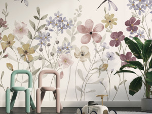 Детские панорамные обои с цветочными мотивами