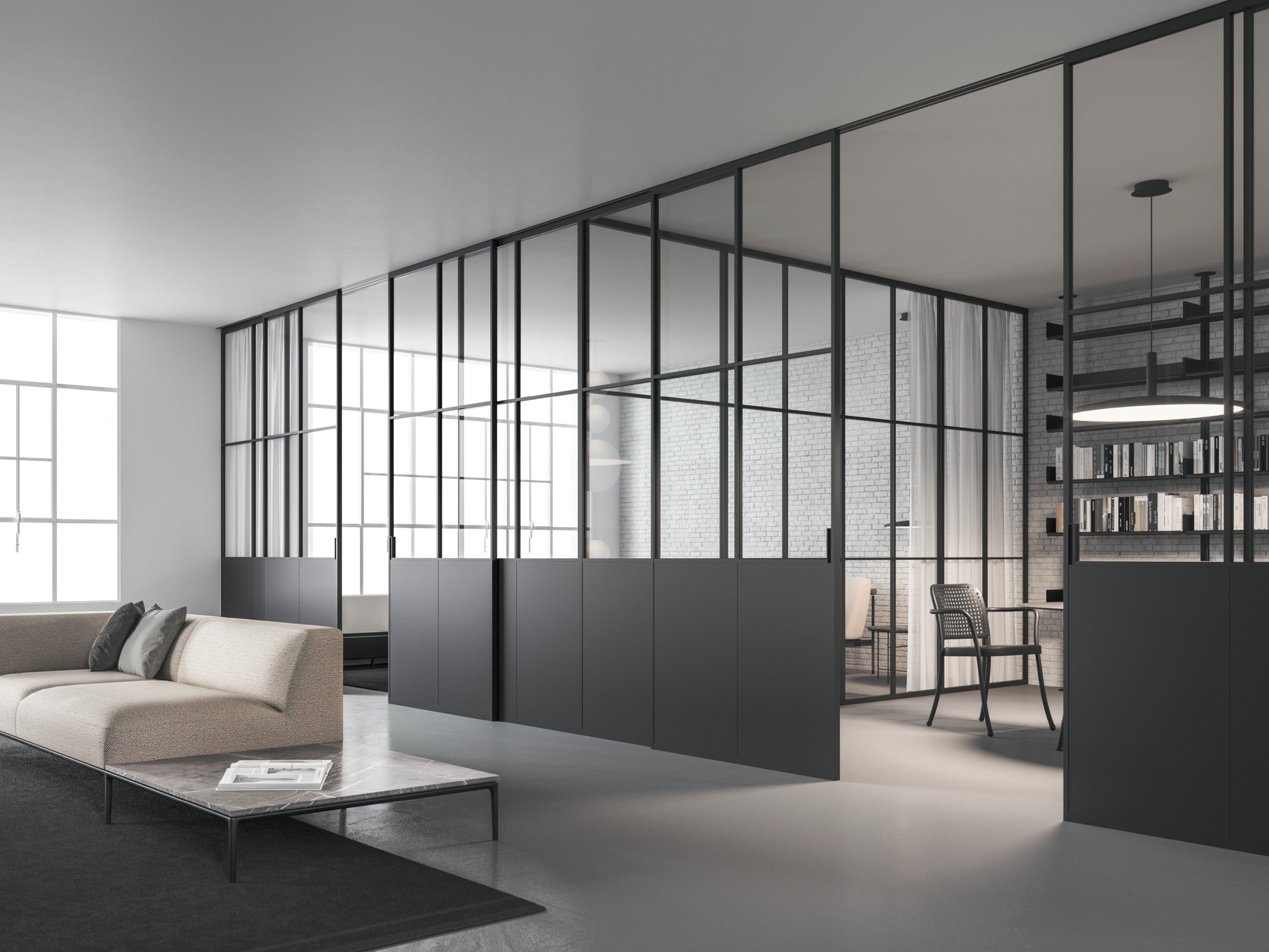 Раздвижные стеклянные и алюминиевые двери ADL мастерская ARCH-00005544