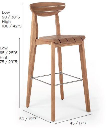 Wildspirit Высокий деревянный табурет с подставкой для ног Ink sun-id-1470079 - Вид №3