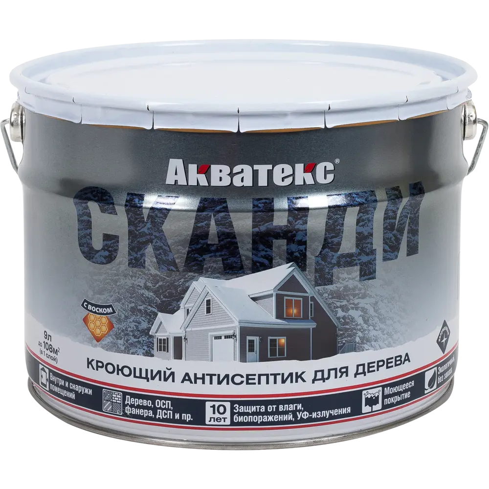 Кроющий антисептик для дерева Акватекс Сканди цвет северное море 9 л STLM-2003700